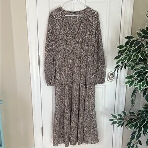 Boho Brown and White Patterned Dress